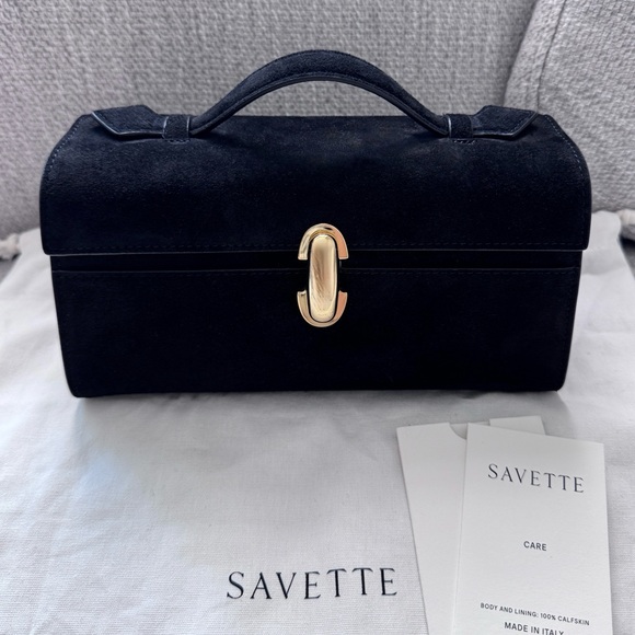 Savette Handbags - Savette Symmetry Pochette Bag In Black Suede